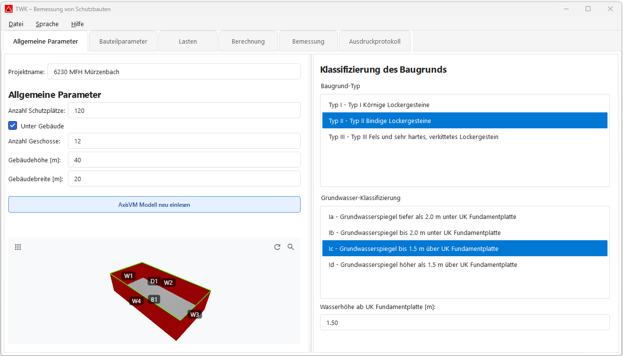 Screenshot: Tab Allgemeine Parameter