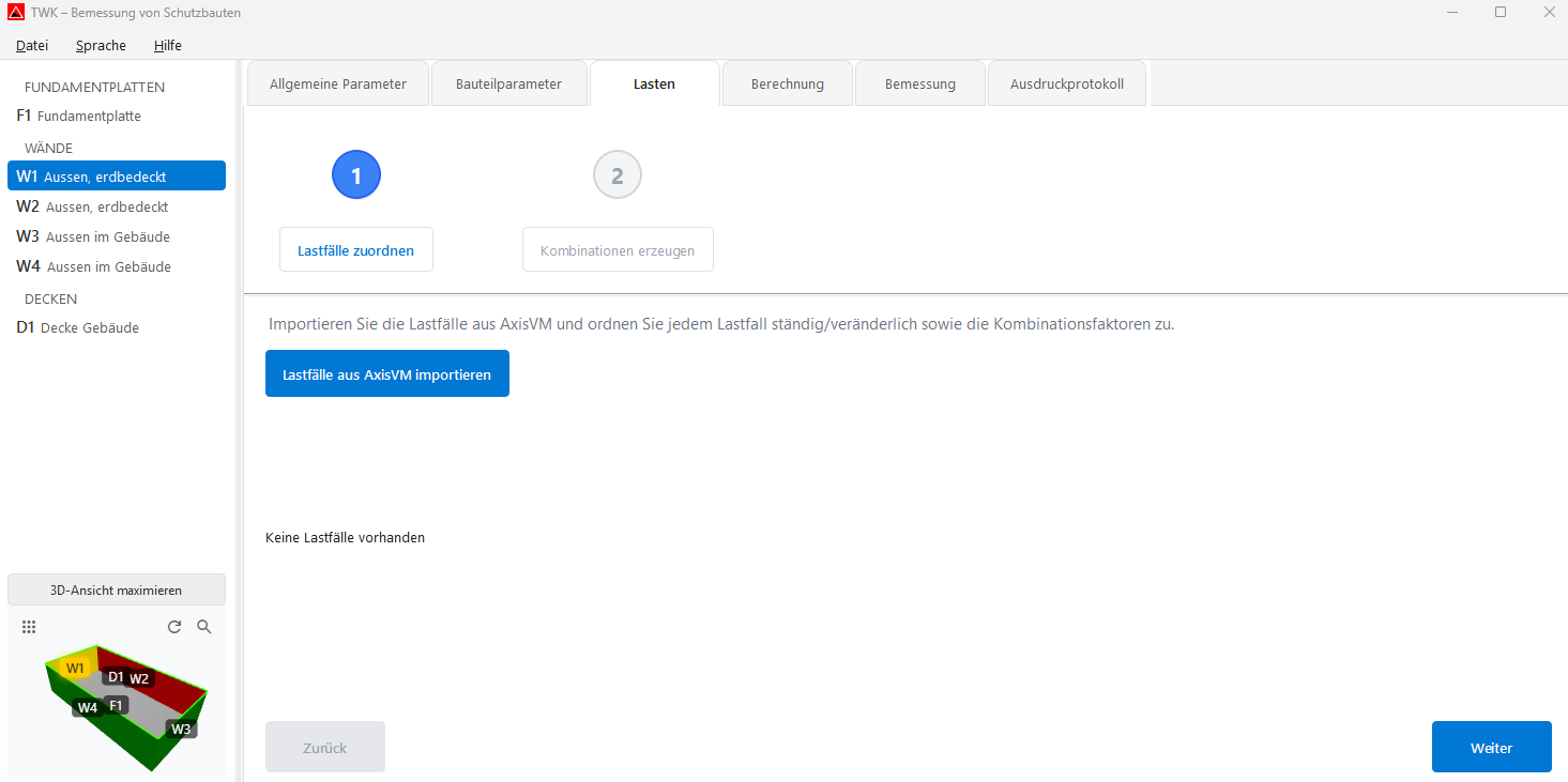 Screenshot: Tab Lasten