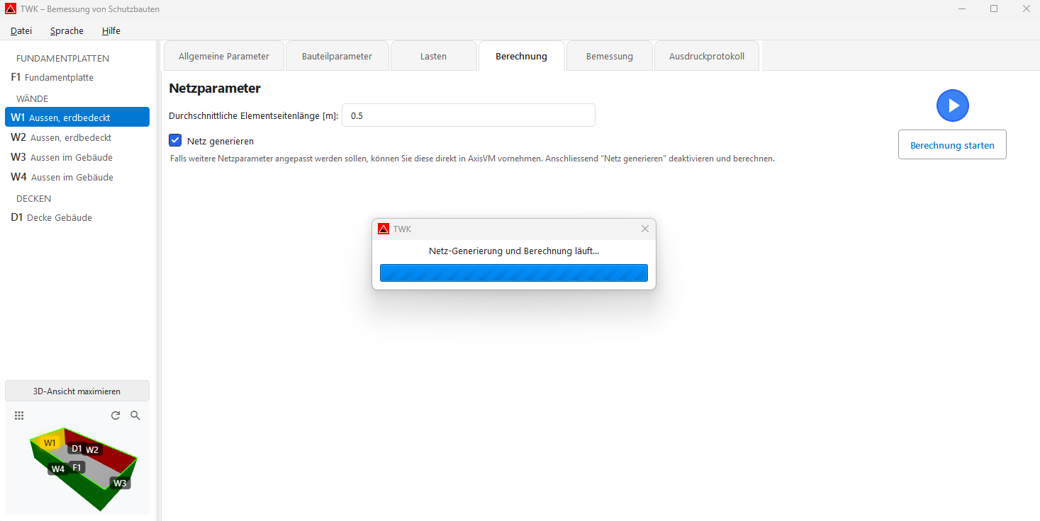 Screenshot: Berechnung läuft