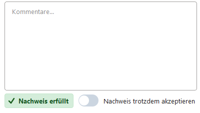 Screenshot: Biegung Kommentar und Nachweis
